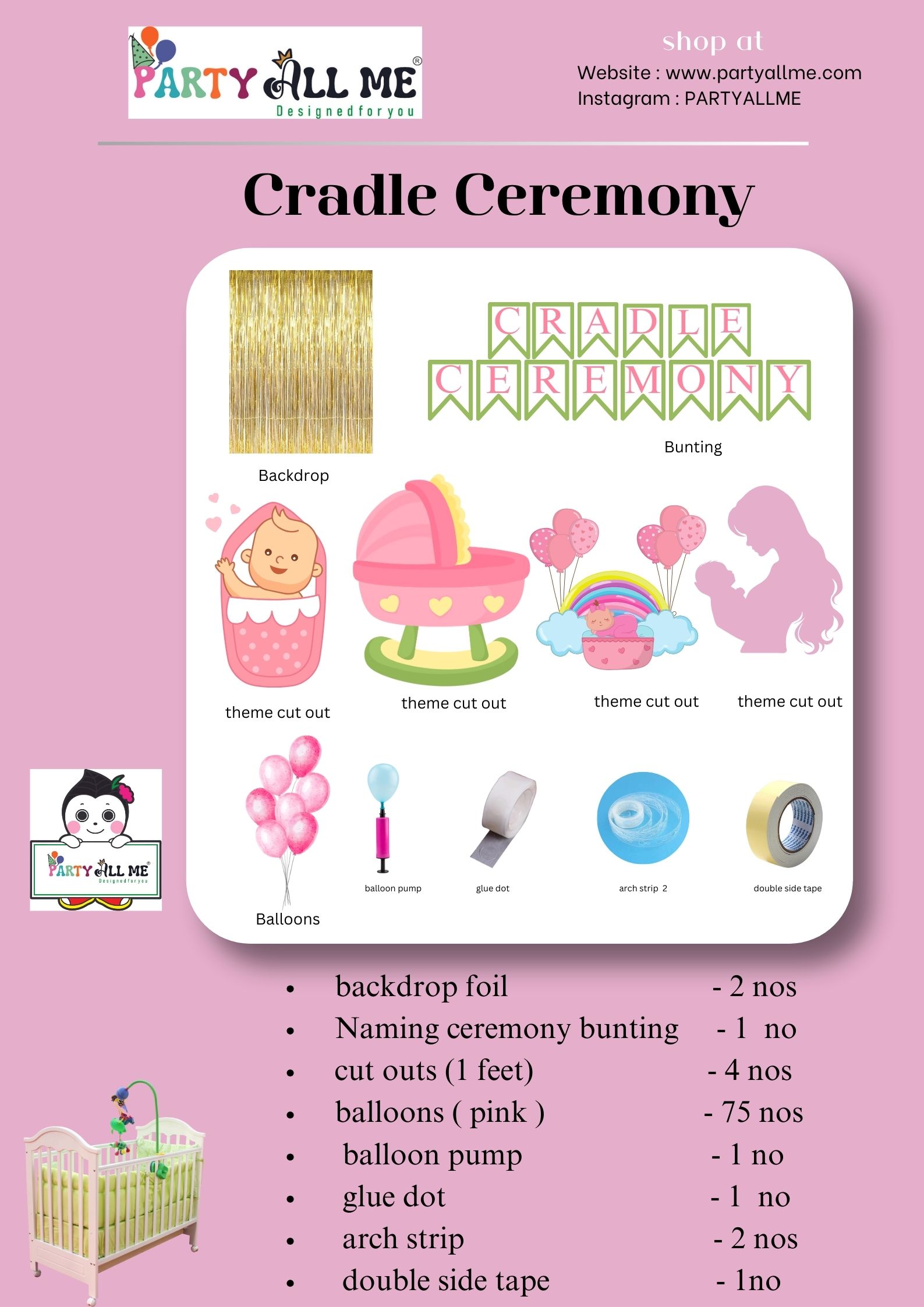 CRADLE CEREMONY GIRL FOIL BACKDROP
