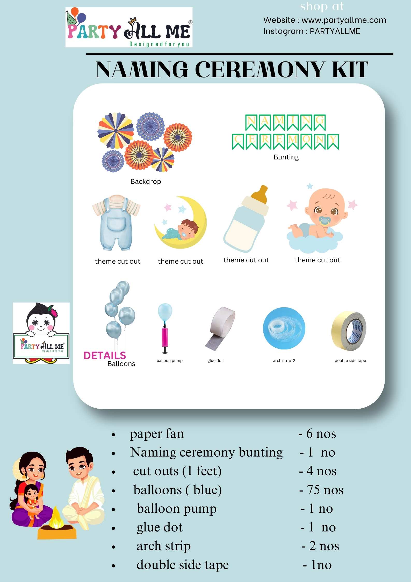 NAMING CEREMONY KIT BOY PAPER FAN