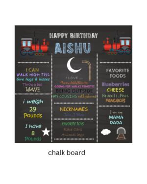 TRAIN THEME CHALK BOARD / MILESTONE BOARD
