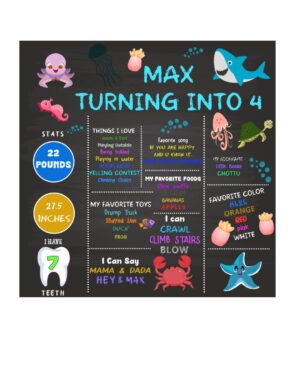 UNDER THE SEA THEME CHALK BOARD / MILESTONE BOARD