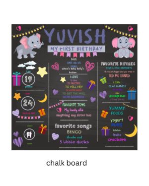 BABY ELEPHENT THEME CHALK BOARD / MILESTONE BOARD
